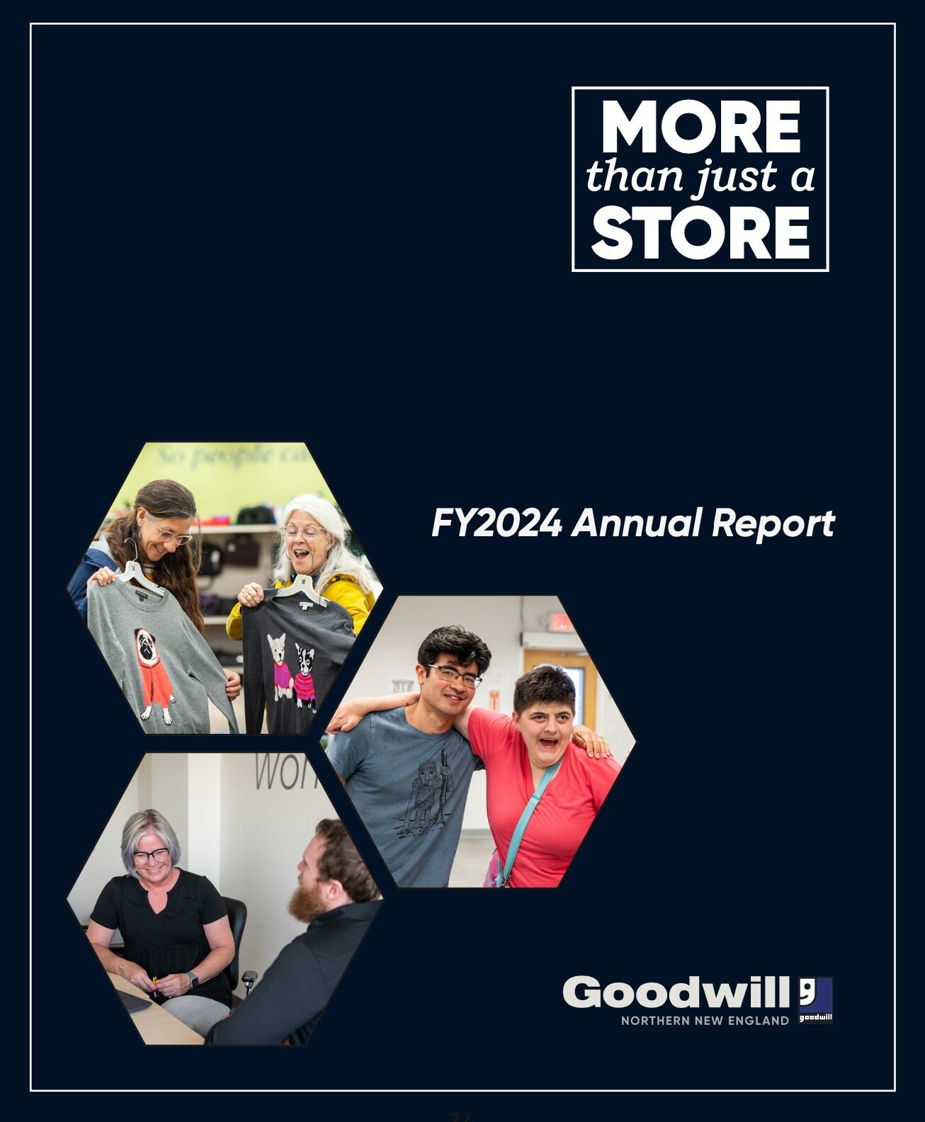 The is the cover page of the fiscal year 2024 annual report with photos of people on the front