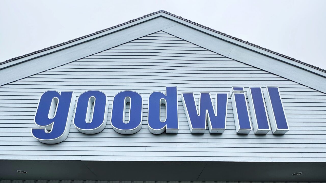 Goodwill sign on Topsham, Maine Goodwill store